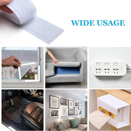 Self-adhesive hook and loop tape 10 meters - black hook and loop tape - extra strong - Strong double-sided self-adhesive tapes - Black - 10m * 2cm - Grip tape - Hook and loop tape.
