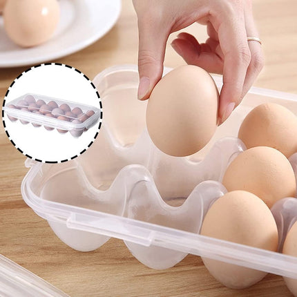 Egg carton, 18 racks refrigerator egg storage box with lid, egg rack, egg holder for refrigerator, egg storage container, plastic, transparent 32 x 18 cm.