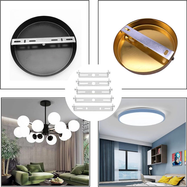 4 pieces - 90mm - Ceiling plate - Bracket - Lighting bracket - Ceiling holder - Hanging lamp bracket - for wall or ceiling - Lamp mounting brackets - with screws - iron - silver.