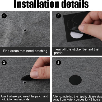 2 sheets of 24 pieces - Repair cloth - Repair patches - Nylon - Black - 15 x 20 cm - round - self-adhesive - waterproof - clothing repair - patch - Repair hole in clothing - DIY clothing accessories.