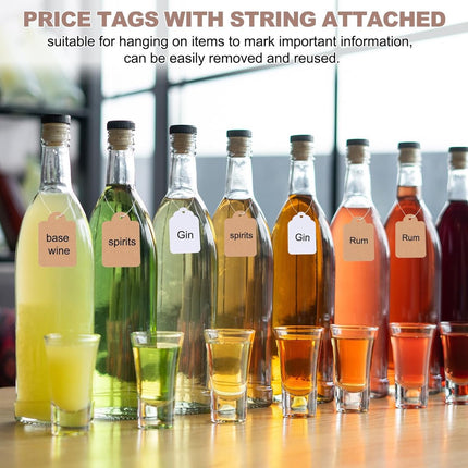 300 pcs - Price tags - Price tags Hang Tags with String - 15 x 25 mm - Hangtag - Tags - Brown - Kraft Cardboard Labels - Labels.