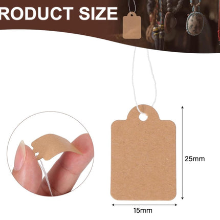 300 pcs - Price tags - Price tags Hang Tags with String - 15 x 25 mm - Hangtag - Tags - Brown - Kraft Cardboard Labels - Labels.