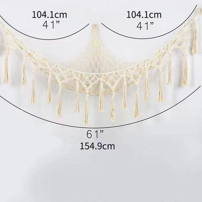 Toy Hammock - Net Bag - White - Hammocks - Stuffed Animal Hammock Storage Stuffed Animal Net Bag - Storage Bag - Toy Storage, Hammocks & Accessories - Cotton Rope Weaving - 104*104*155CM (Toys not included).
