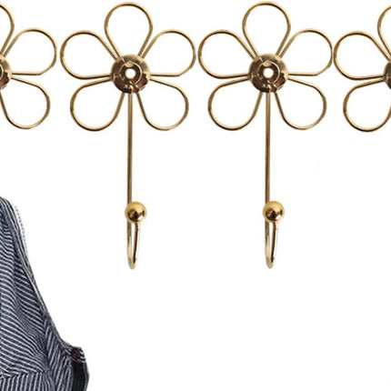 4 pieces - Hanging hooks - iron - imitation gold - 16*8.5 cm - Coat hooks - Key hooks - Wall hooks - Kitchen hooks - Towel hooks - Hooks - Hooks - Hanging hooks - Hooks for keys - Elegant - Hanging hook - flowers - Coat hook - Clothes hook.