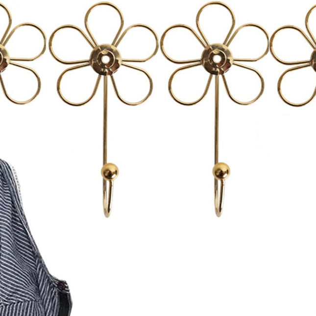 4 pieces - Hanging hooks - iron - imitation gold - 16*8.5 cm - Coat hooks - Key hooks - Wall hooks - Kitchen hooks - Towel hooks - Hooks - Hooks - Hanging hooks - Hooks for keys - Elegant - Hanging hook - flowers - Coat hook - Clothes hook.