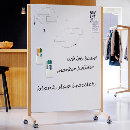 2 Pcs Magnetic Pen Holders, Magnetic Dry Erase Marker Holders, Magnetic Pencil Holders for Fridge, Whiteboard Marker Holder for School, Office, Home, Magnetic Marker Organizer, White - 5.6*12cm.