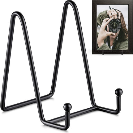 Plate stand - Photo frame stand - 18.5x10.5 cm (10 inch) - Holder - Decorative plates - Black - Display - Books - Hanger - Rack - Kitchen cabinet.