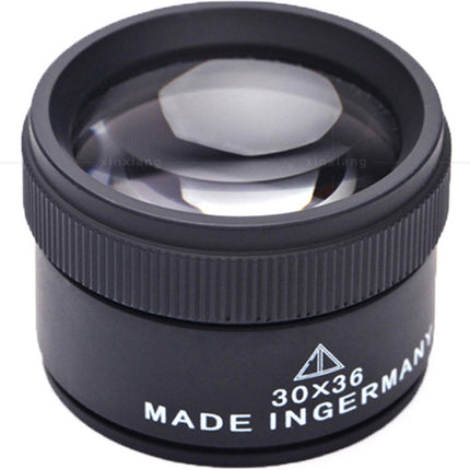Jeweler's Magnifier - Pocket Magnifier - Mini Magnifying Glass - Pocket Magnifier - 30x36 - Magnification 30 - Lens 36mm diameter - Black - Zinc Alloy.