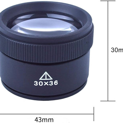 Jeweler's Magnifier - Pocket Magnifier - Mini Magnifying Glass - Pocket Magnifier - 30x36 - Magnification 30 - Lens 36mm diameter - Black - Zinc Alloy.