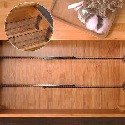 Drawer divider - 4 pieces - Drawer divider - Drawer organizer - Adjustable/extendable (27.5-51 cm) - For Clothes/Kitchen/Bathroom/Wardrobe - Transparent Black - Plastic.