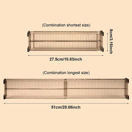 Drawer divider - 4 pieces - Drawer divider - Drawer organizer - Adjustable/extendable (27.5-51 cm) - For Clothes/Kitchen/Bathroom/Wardrobe - Transparent Black - Plastic.