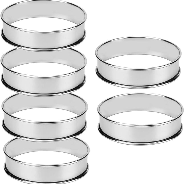 Dessert tin set - 6 pieces - stainless steel - diameter 10 cm - Cake rings - Sparkling - Round dessert ring.