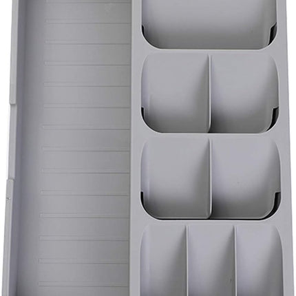 2 in 1 Storage Box - Cutlery Organizer - Cutlery Tray - Drawer Organizer - Multifunctional Cutlery Tray - Pull-out Cutlery Tray - Cutlery Tray Drawer Divider - Small Cutlery Tray for Kitchen - Storage Bins for Cutlery Storage - Gray - PP - 40.5*16.5*5.5cm.