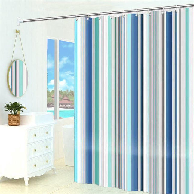 Shower curtain - 180 x 200 cm - romantic stripes - polyester - color - with hooks - Anti-mold - Waterproof - Bathroom decoration.