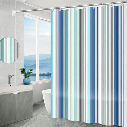 Shower curtain - 180 x 200 cm - romantic stripes - polyester - color - with hooks - Anti-mold - Waterproof - Bathroom decoration.