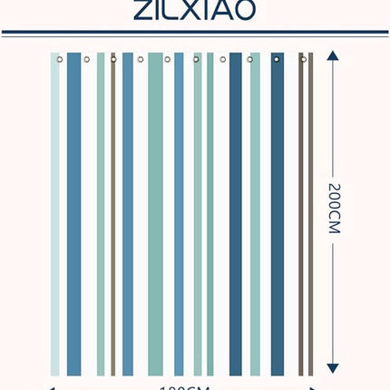 Shower curtain - 180 x 200 cm - romantic stripes - polyester - color - with hooks - Anti-mold - Waterproof - Bathroom decoration.
