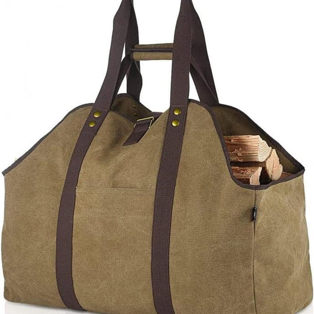 Wood Basket - Firewood Basket - Indoor Wood Basket - Fireplace Basket - Firewood Storage - Firewood Basket - Wood Storage - Khaki - Canvas - 60*30*50 cm - Storage Bag - Kitchen Organizer - Storage Bags - Large Capacity - for Camping.