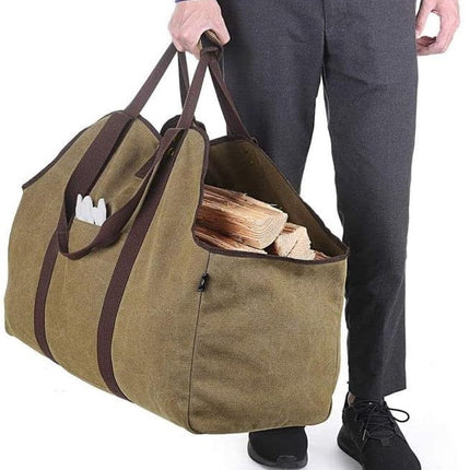 Wood Basket - Firewood Basket - Indoor Wood Basket - Fireplace Basket - Firewood Storage - Firewood Basket - Wood Storage - Khaki - Canvas - 60*30*50 cm - Storage Bag - Kitchen Organizer - Storage Bags - Large Capacity - for Camping.