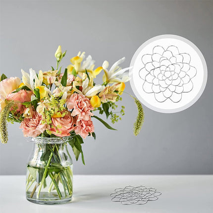 Flower Arrangement Holder Set - 2 Pieces - Flower Stand - Stainless Steel - Metal Wire Flower Arranger - Reusable - Flower Arranging Tool - Flower Grid Organizer - Suitable for Vases, Flower Stems and Bouquets - 15cm - Silver.