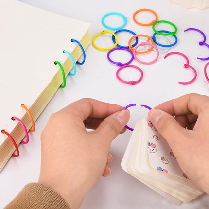 Ring binders - 60 pieces - Click rings - Metal - Keychain - DIY Keychain - Binding ring - Flashcard rings - Colorful metal book rings - Curtain rings - Suitable for organizing and binding loose cards and photo albums - 30mm - 10 colors.