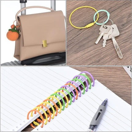 Ring binders - 60 pieces - Click rings - Metal - Keychain - DIY Keychain - Binding ring - Flashcard rings - Colorful metal book rings - Curtain rings - Suitable for organizing and binding loose cards and photo albums - 30mm - 10 colors.