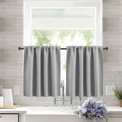 2 pieces - Curtain - Small window curtains - for bedroom kitchen cupboard child basement camper curtains - 76*60cm - Light gray - Blackout curtain - Polyester.