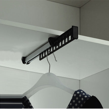 Clothes Hanger - 1 Piece - Hanger - Hanging Hooks - 315mm - Extendable - Pull Out Closet Wardrobe Rail Organizer Metal - For 12 Hangers Pack - Black.