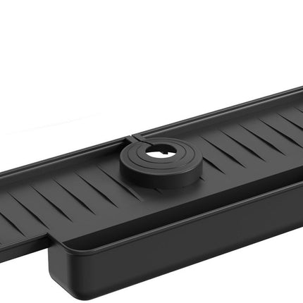 Silicone tap mat with sponge holder - tap drain mat - sink organizer - drain mat - BLACK - For kitchen, bathroom, countertop, worktop - 40 cm.