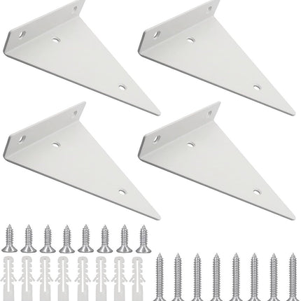 Wall shelf brackets - 4 pieces - shelf brackets - brackets - iron - white - 140 x 130 x 27 mm - multifunctional - wall mounted - heavy - invisible - for wall mounting hidden wooden shelf.