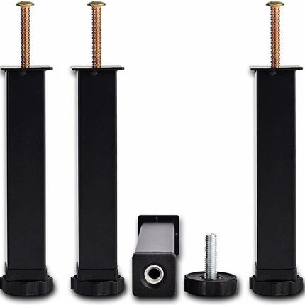 Bed frame support leg - 4 pieces - 35 cm (+2 cm) adjustable - black - cold-rolled iron - furniture support legs - adjustable bed legs - retractable - for frames with M8×60 mm bolt