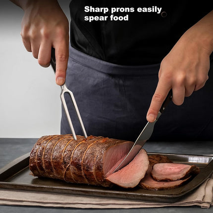 Waffle Fork - Meat Fork - Stainless Steel - With Handle - Serving Fork - Carving Fork - Waffle Iron Accessory - Cookware - Kitchen Utensils - For Grill Kitchen Turkey Roast Dinner - 30 cm - Black.