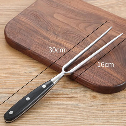 Waffle Fork - Meat Fork - Stainless Steel - With Handle - Serving Fork - Carving Fork - Waffle Iron Accessory - Cookware - Kitchen Utensils - For Grill Kitchen Turkey Roast Dinner - 30 cm - Black.