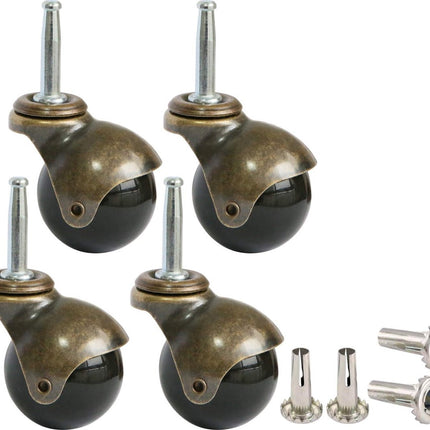 Set of 4 Furniture castors - transport castors - 50mm - Swivel castor - 30kg Load capacity - Height 64mm