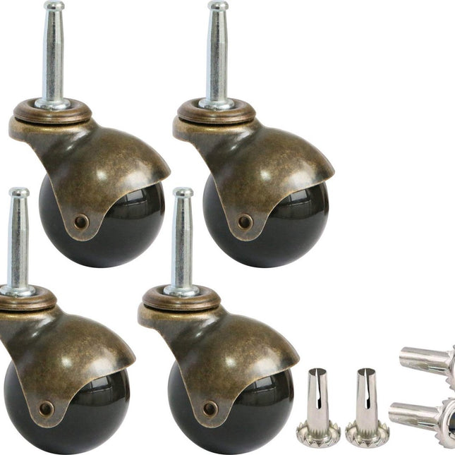 Set of 4 Furniture castors - transport castors - 50mm - Swivel castor - 30kg Load capacity - Height 64mm