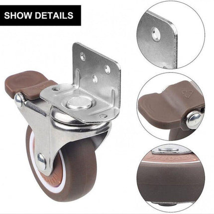 Casters Set of 4 with Brakes - 25mm + Screws TPR Rubber Heavy Duty Wheels 15KG - Furniture Casters for Furniture - Casters for Trolley - Heavy Duty Casters - Rubber Trolley Wheels.