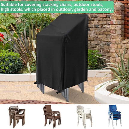 Waterproof garden chair covers - Pack of 2 - Garden furniture cover - Waterproof, weatherproof outdoor chair cover - 210D Oxford - Outdoor chair cover - Patio stacking chair cover - Black stacking chair cover - 75 x 75 x 120 cm - Black.
