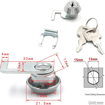Letterbox lock - Cam lock - Cabinet lock - Cam lock - Security cabinet lock - Cylinder lock - 21.5 mm - Zinc alloy - With key - For Cabinet, Cabinet door, Filing cabinet, Letterboxes, Drawer cabinet.