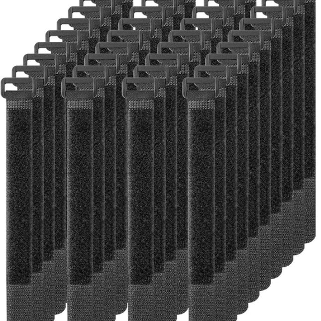 Cable organizer - 40 pieces - 200 x 2 mm - Black - Nylon - Velcro - Cable ties - Tie-wraps - Cable management - Cable ties Velcro - Cable holder - With plastic buckle - Adjustable.