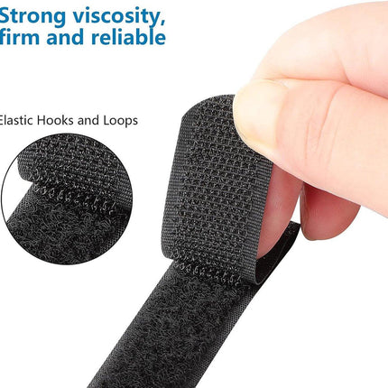 Cable organizer - 40 pieces - 200 x 2 mm - Black - Nylon - Velcro - Cable ties - Tie-wraps - Cable management - Cable ties Velcro - Cable holder - With plastic buckle - Adjustable.
