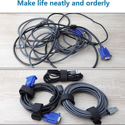 Cable organizer - 40 pieces - 200 x 2 mm - Black - Nylon - Velcro - Cable ties - Tie-wraps - Cable management - Cable ties Velcro - Cable holder - With plastic buckle - Adjustable.