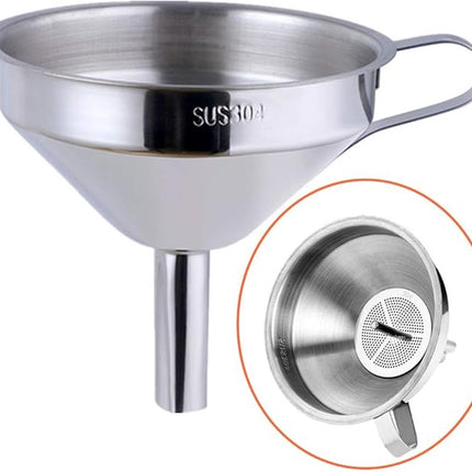 Funnel - Kitchen Funnels - Metal Filling Funnel - Filling Funnel - High Quality Funnel - Stainless Steel - Ø15 cm - Silver.