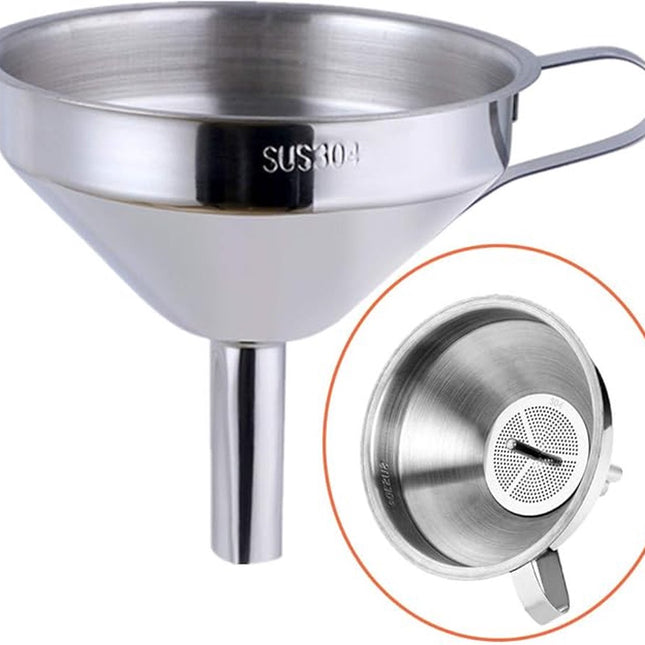 Funnel - Kitchen Funnels - Metal Filling Funnel - Filling Funnel - High Quality Funnel - Stainless Steel - Ø15 cm - Silver.