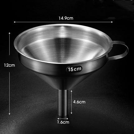 Funnel - Kitchen Funnels - Metal Filling Funnel - Filling Funnel - High Quality Funnel - Stainless Steel - Ø15 cm - Silver.