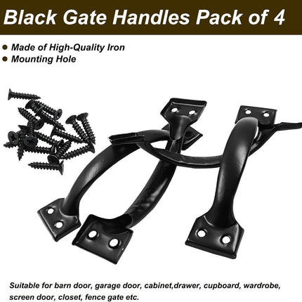 Handle - Door Handle - 121 MM - Pack of 4 - Curved Handle - Drawer Handles - Kitchen Cabinet Handles - Door Handles - Cabinet Handle - Furniture Hardware - Kitchen Handle - Black - Iron - 13.8*3.2 cm.