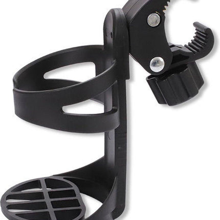 Bicycle cup holder - Cup holder - PP - black - Stroller cup holder - 360 degree rotation - adjustable clamp - Universal - large caliber - for mountain bikes, bicycles, strollers and wheelchairs.