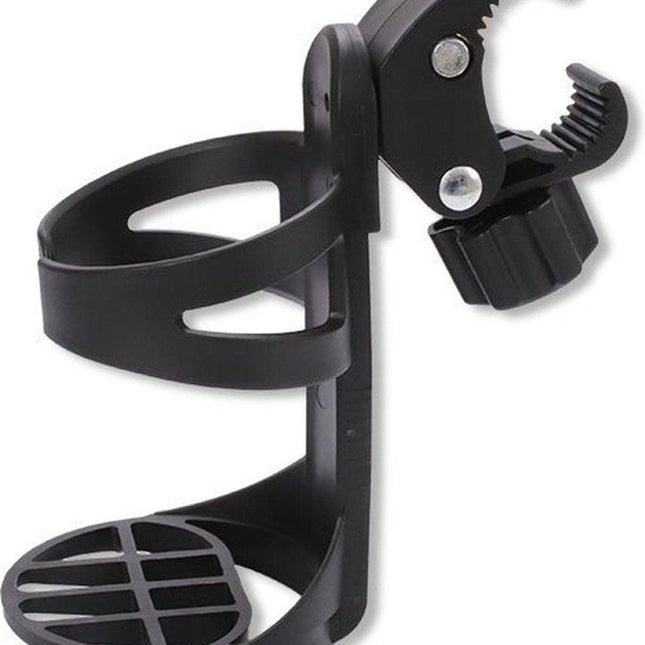 Bicycle cup holder - Cup holder - PP - black - Stroller cup holder - 360 degree rotation - adjustable clamp - Universal - large caliber - for mountain bikes, bicycles, strollers and wheelchairs.