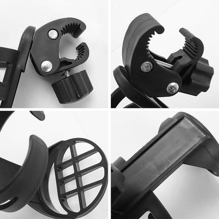Bicycle cup holder - Cup holder - PP - black - Stroller cup holder - 360 degree rotation - adjustable clamp - Universal - large caliber - for mountain bikes, bicycles, strollers and wheelchairs.