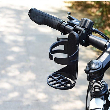 Bicycle cup holder - Cup holder - PP - black - Stroller cup holder - 360 degree rotation - adjustable clamp - Universal - large caliber - for mountain bikes, bicycles, strollers and wheelchairs.