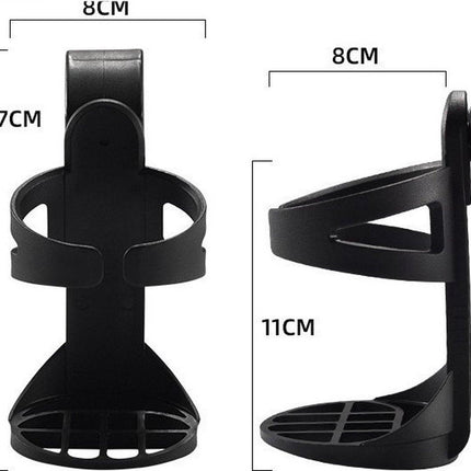 Bicycle cup holder - Cup holder - PP - black - Stroller cup holder - 360 degree rotation - adjustable clamp - Universal - large caliber - for mountain bikes, bicycles, strollers and wheelchairs.