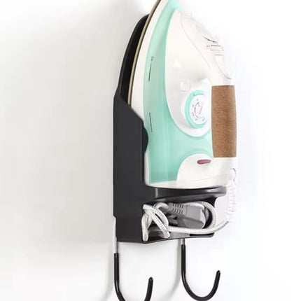 Ironing board holder - Hanging system for your ironing board AND iron - simple ironing board holder - black - plastic - Ironing board holder - Wall-mounted ironing board holder.